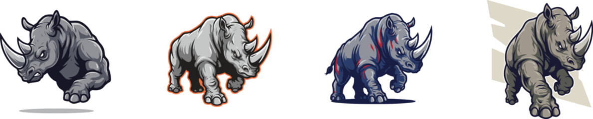 Fototapeta premium angry red rhino concept idea as game logo gaming gamer team e sport, vector illustration, isolated on transparent background