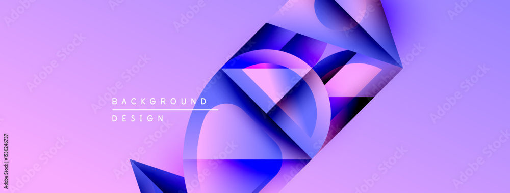 Poster Abstract purple design features overlapping translucent circles. Gradient hues create dynamic visual effect. Modern, clean aesthetic.