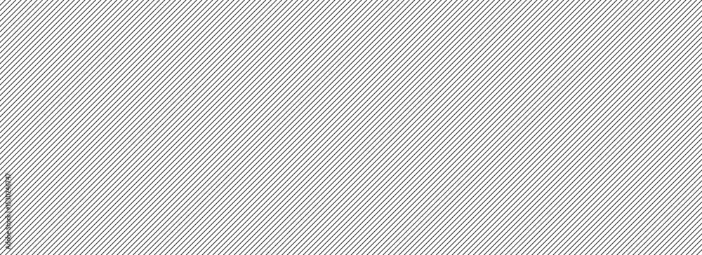 Poster Seamless thin slash line pattern. Repeated fine diagonal lines background. Black and white angled linear wallpaper. Abstract tilted slanted stripes backdrop. Repeating oblique strip texture. Vector