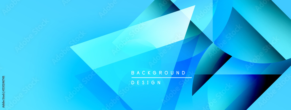 Aufkleber Abstract blue geometric shapes overlap. Gradient colors create dynamic visual effect. Text reads background design. Modern, clean aesthetic.