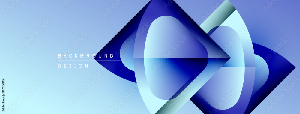 Aufkleber Abstract blue design features layered geometric shapes. Gradient background creates modern visual effect. Minimalist style.