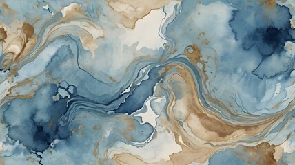 Fototapeta premium Marble abstract acrylic background. Marbling artwork texture. Agate ripple pattern. Gold powder.