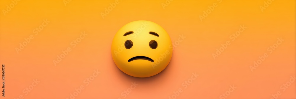 Poster Sad Emoji on a Faded Broken User Interface Background Expressing Feelings of Disappointment and Frustration in Digital Environments