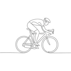 Continuous Line Drawing of a Cyclist on a Road Bike