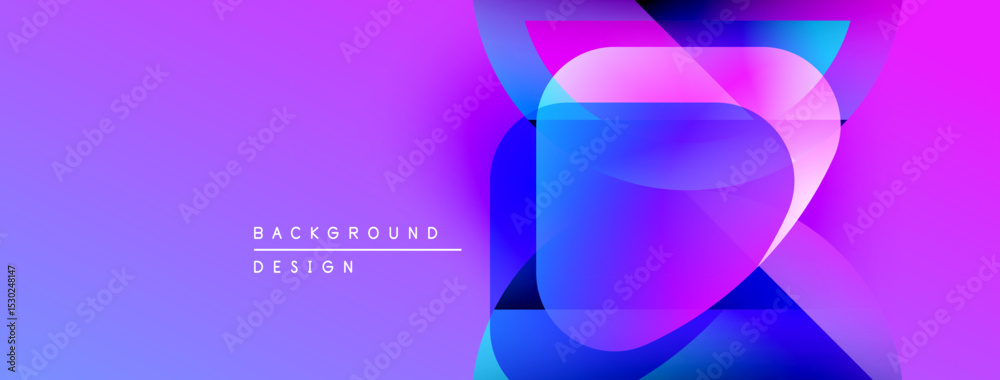 Leinwandbilder Abstract gradient background. Overlapping shapes create dynamic visual effect. Purple, blue hues dominate composition. Modern design element.