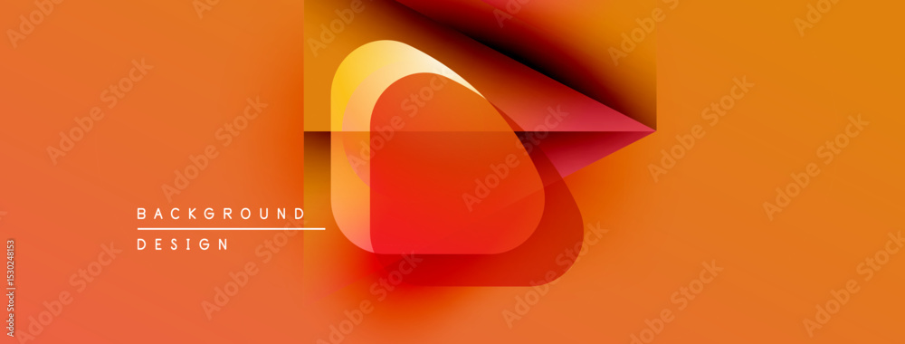 Fototapete Abstract orange design. Geometric shapes overlap creating dynamic visual effect. Gradient colors provide depth, modern aesthetic.