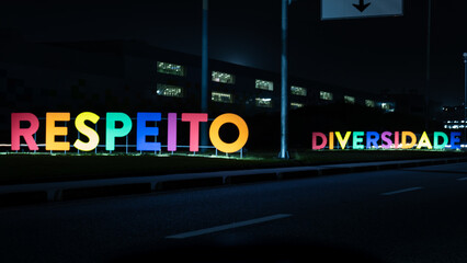 Colorful Brazilian Portuguese Sign - Respect and Diversity 