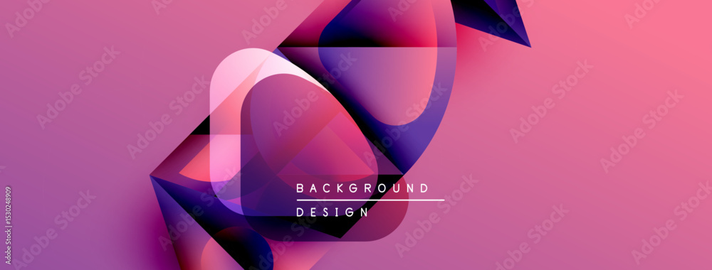 Poster Abstract flowing shapes, vibrant pink gradient, modern design elements. Minimalist text reads background design. Smooth curves create dynamic composition.