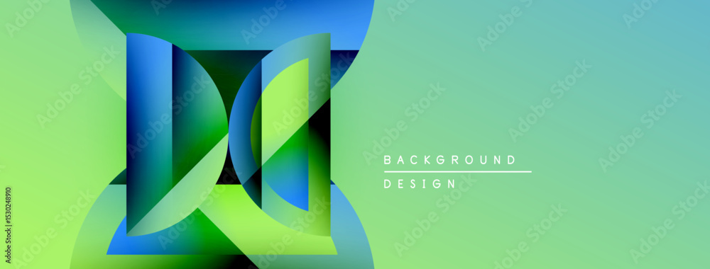 Aufkleber Abstract geometric design. Vibrant gradients blend, creating dynamic visual effect. Modern background suitable for presentations, websites.