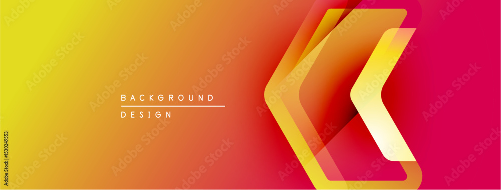 Leinwandbilder Abstract gradient background. Yellow transitions to orange, then red. Chevron shapes overlap creating dynamic visual effect. Text reads background design.