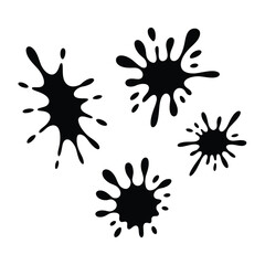 Four Black Ink Splatters on a White Background Isolated Vector