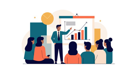 Business Presentation: Growth Chart and Team Collaboration