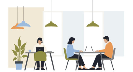 Collaborative Workspace: People Working on Laptops