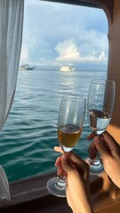 two glasses of wine on the boat rich chill