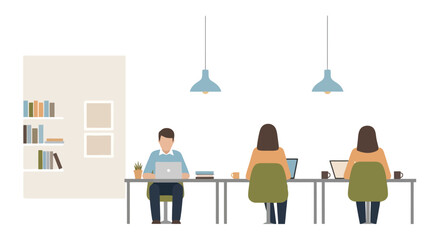 Collaborative Workspace: People Working at Desks