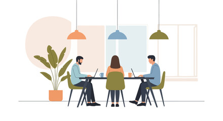 Collaborative Workspace: Team Meeting Illustration