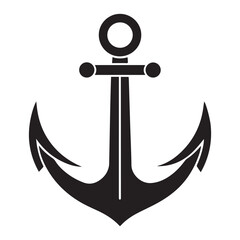anchor with rope silhouette icon vector on white background
