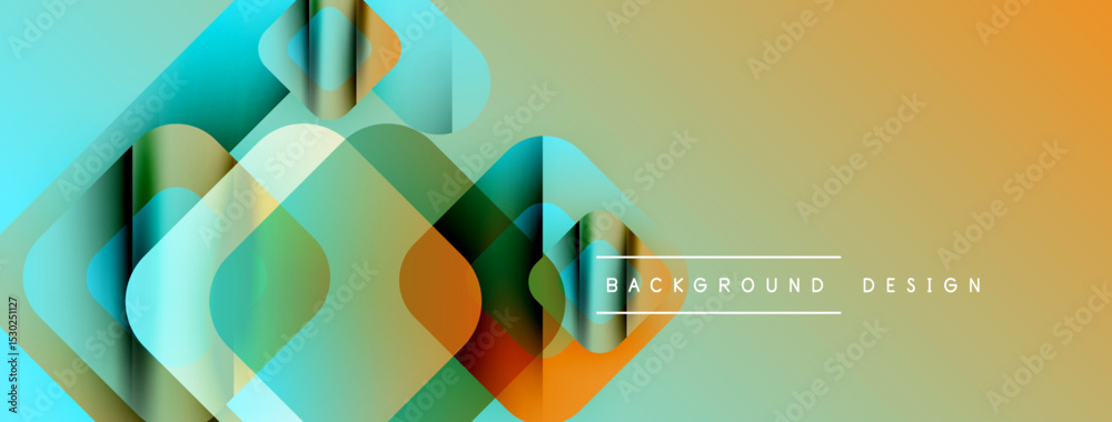 Aufkleber Abstract geometric shapes overlap, creating vibrant color gradients. Modern design elements suggest digital art or banner background.