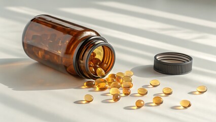 Amber Supplement Bottle: Vitamins, Pills, and Wellness AI generated