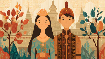 flat illustration of a traditional Indonesian
