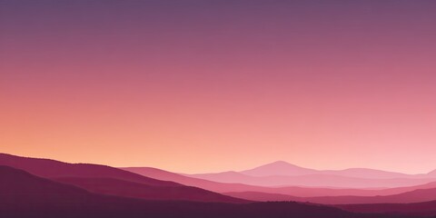 Serene landscape illustration featuring layered mountains in soft purple and pink hues, creating a tranquil atmosphere with a gradient sky at sunset, ideal for relaxation and inspiration