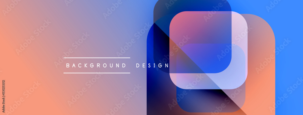 Poster Abstract gradient background. Overlapping shapes create modern visual effect. Text reads background design. Soft colors blend seamlessly.