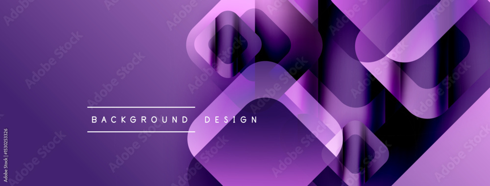 Aufkleber Purple abstract geometric shapes overlap creating dynamic visual effect. Modern design elements suggest technology, innovation.