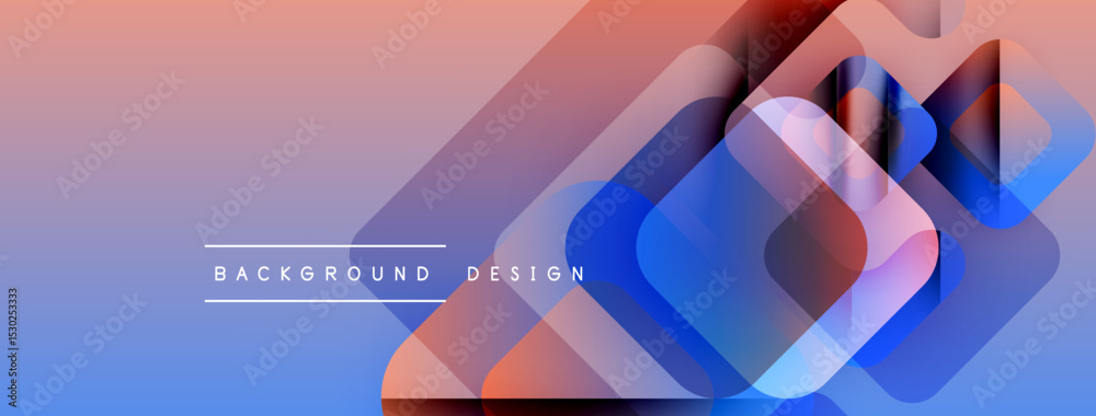 Leinwandbilder Abstract geometric shapes overlap. Gradient background transitions from blue to pink. Text reads background design. Modern visual composition.