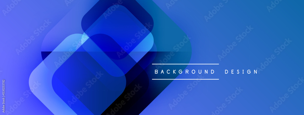 Poster Abstract blue layers create modern design. Gradient shades offer dynamic visual effect. Minimalist style suits various projects.