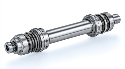 Close-up view of a metallic component with multiple seals.