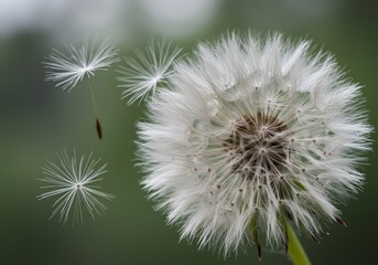 Obraz premium Dandelion Wishes: Seeds of Hope and Tranquility