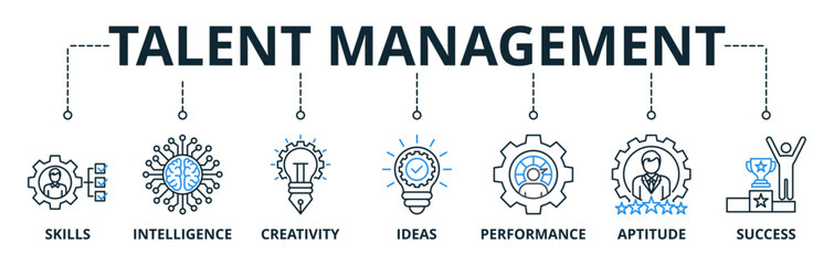 Talent management web banners concept vector illustration with keywords and icons