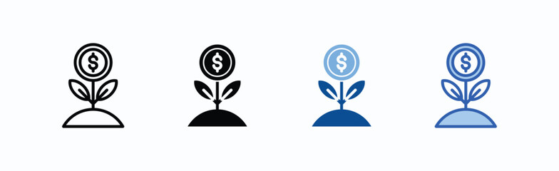 Return On Investment icon sheet multiple style collection isolated vector