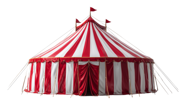 Circus tent isolated on transparent background. Festival backdrop concept