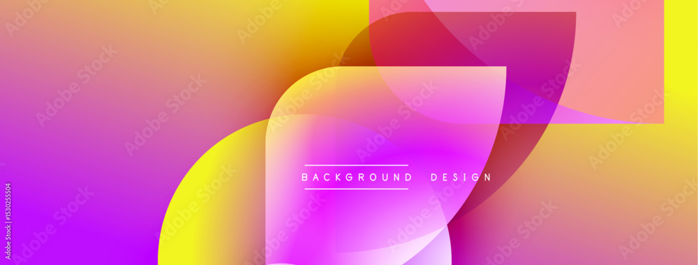 Poster Abstract vibrant gradients blend. Overlapping shapes create dynamic visual effect. Modern design suitable for backgrounds, presentations.