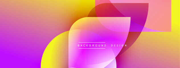 Abstract vibrant gradients blend. Overlapping shapes create dynamic visual effect. Modern design suitable for backgrounds, presentations.