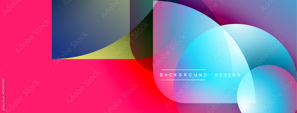 Aufkleber Abstract colorful design. Overlapping shapes create dynamic visual effect. Gradient hues blend smoothly, vibrant composition.