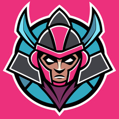 Illustration of a warrior with helmet on a pink background