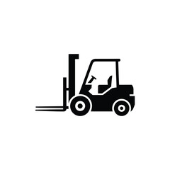 Naklejka premium Black and White Forklift Truck Illustration Isolated on a White Background