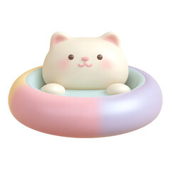 Naklejka premium A minimalist pastel colored cat bed with a cute rounded design and a soft plush texture for a relaxing and comfortable pet nap