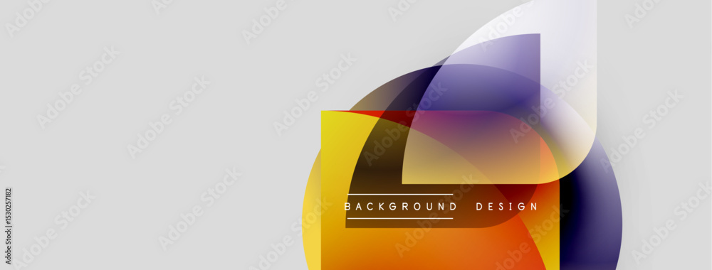 Aufkleber Abstract design features overlapping colorful shapes. Yellow, purple, blue hues create dynamic visual effect. Minimalist background present.