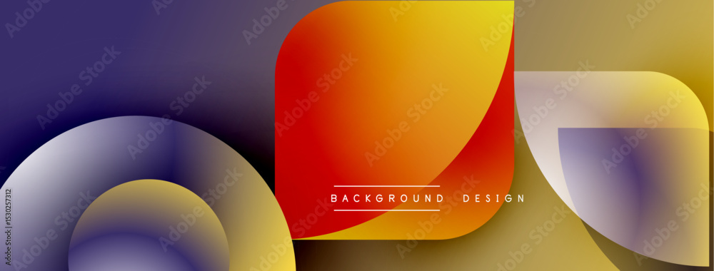 Leinwandbilder Abstract fluid shapes, vibrant colors blend. Modern design, smooth gradients create dynamic composition. Background features text elements.