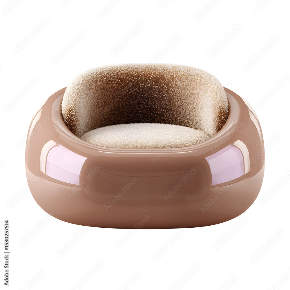 Poster stylish and inviting pastel brown cat bed with a soft rounded design and plush comfortable interior 