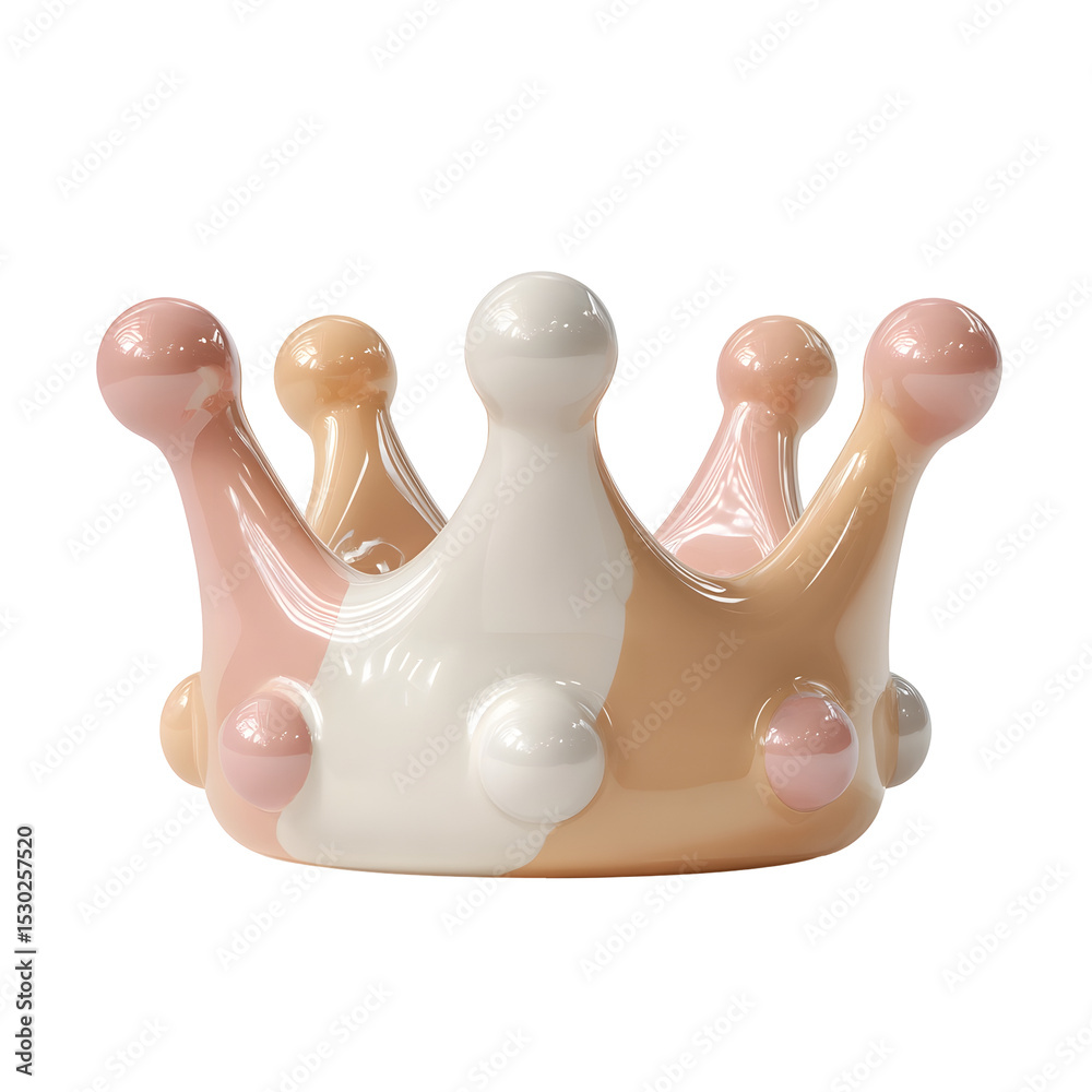 Aufkleber a charming pastel colored ceramic crown shaped toy with a soft rounded texture and a simple minimali