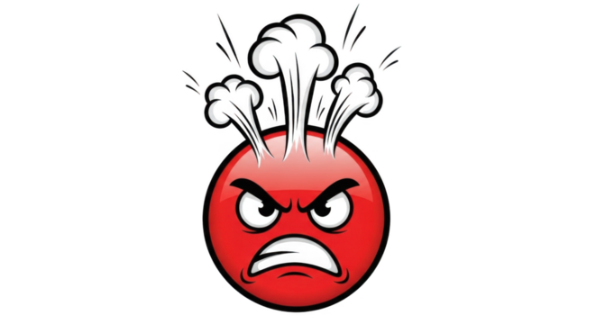 Aggressive Red Face Emoji PNG For Design Projects