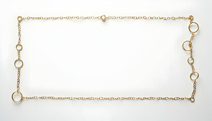 Golden Chain Frame with Circles on White Background