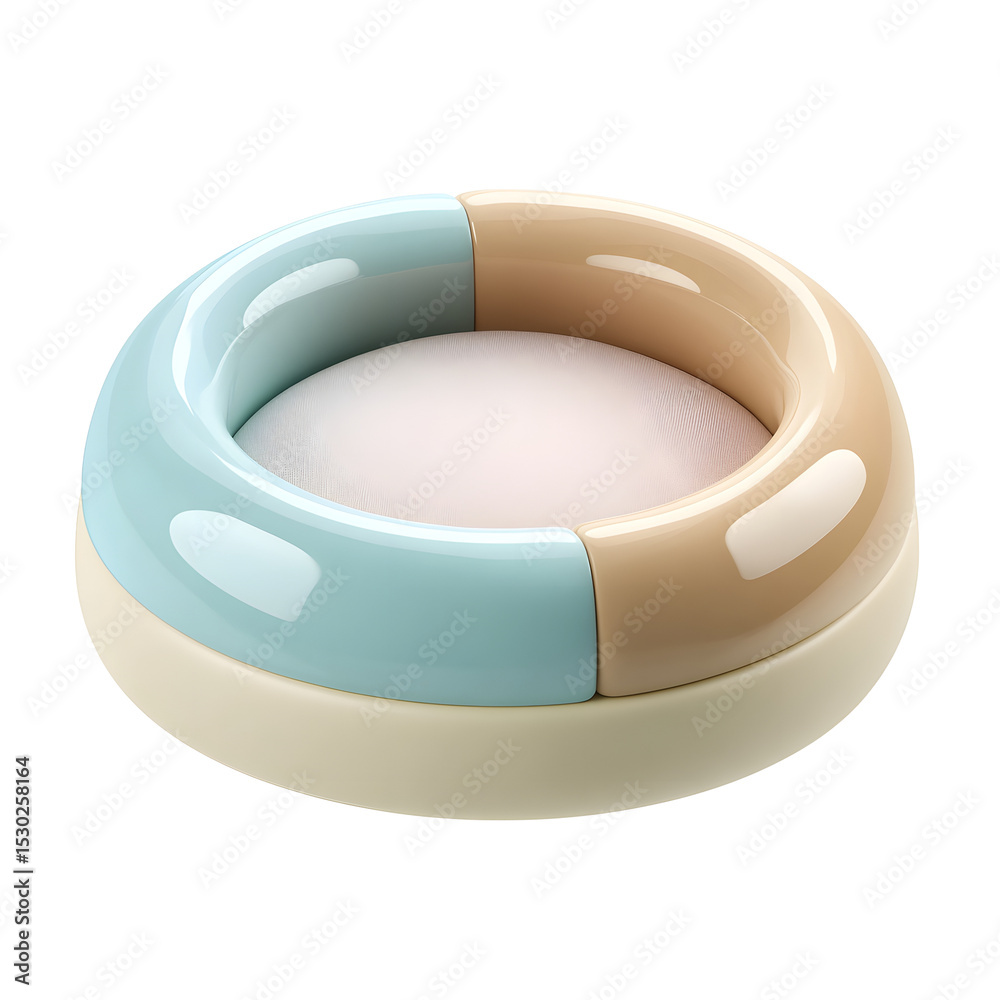 Poster cozy and comfortable pet bed with a modern minimal design featuring soft pastel colors and a plush r