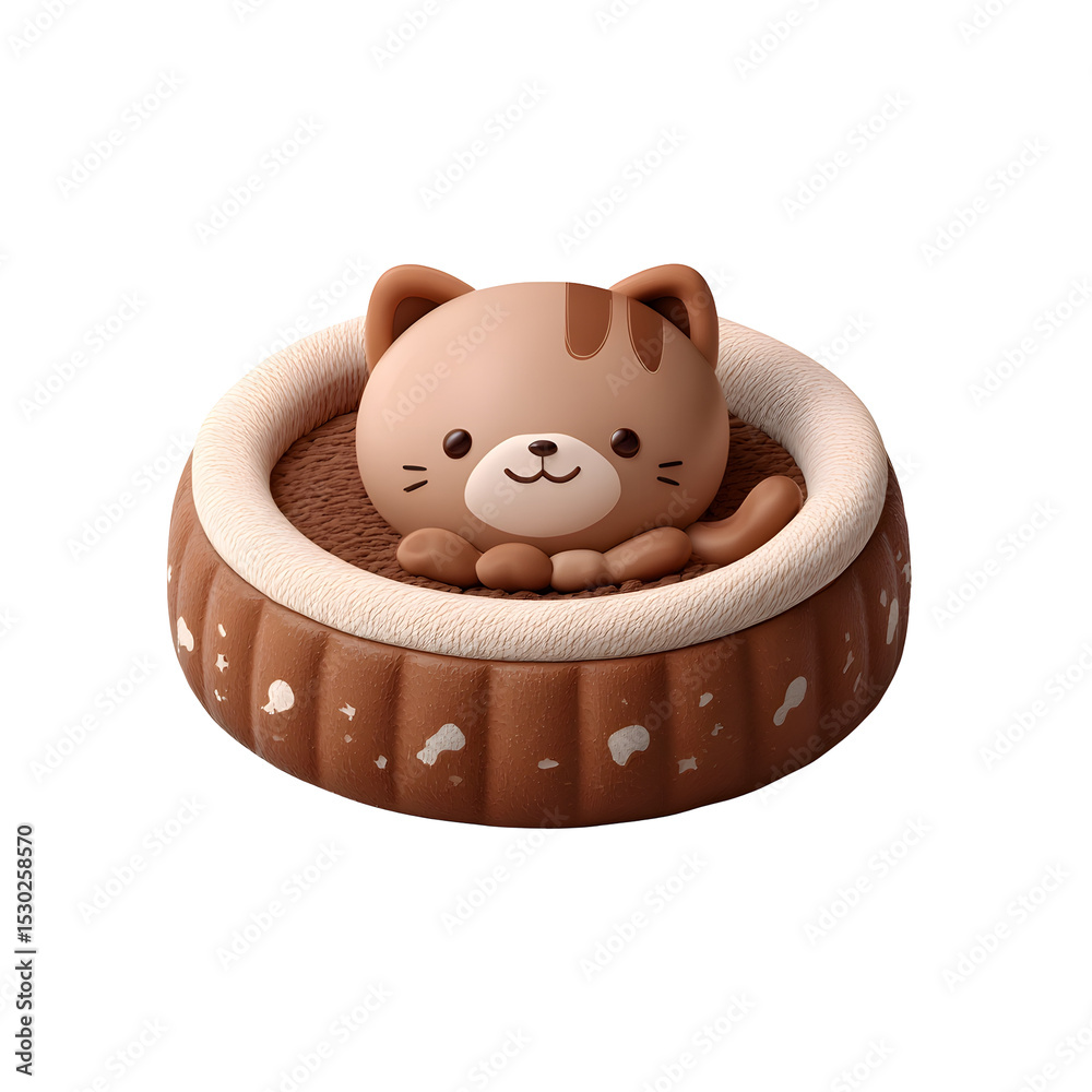 Leinwandbilder adorable cartoon inspired cat bed in a soft rounded design with a plush plastic like texture in warm