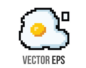 8 bits pixel art breakfast food sun egg icon