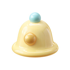 Fototapeta premium A cute 3D rendered icon depicting a light yellow collar with a turquoise bell featuring a soft plastic like texture and a rounded cartoon inspired design